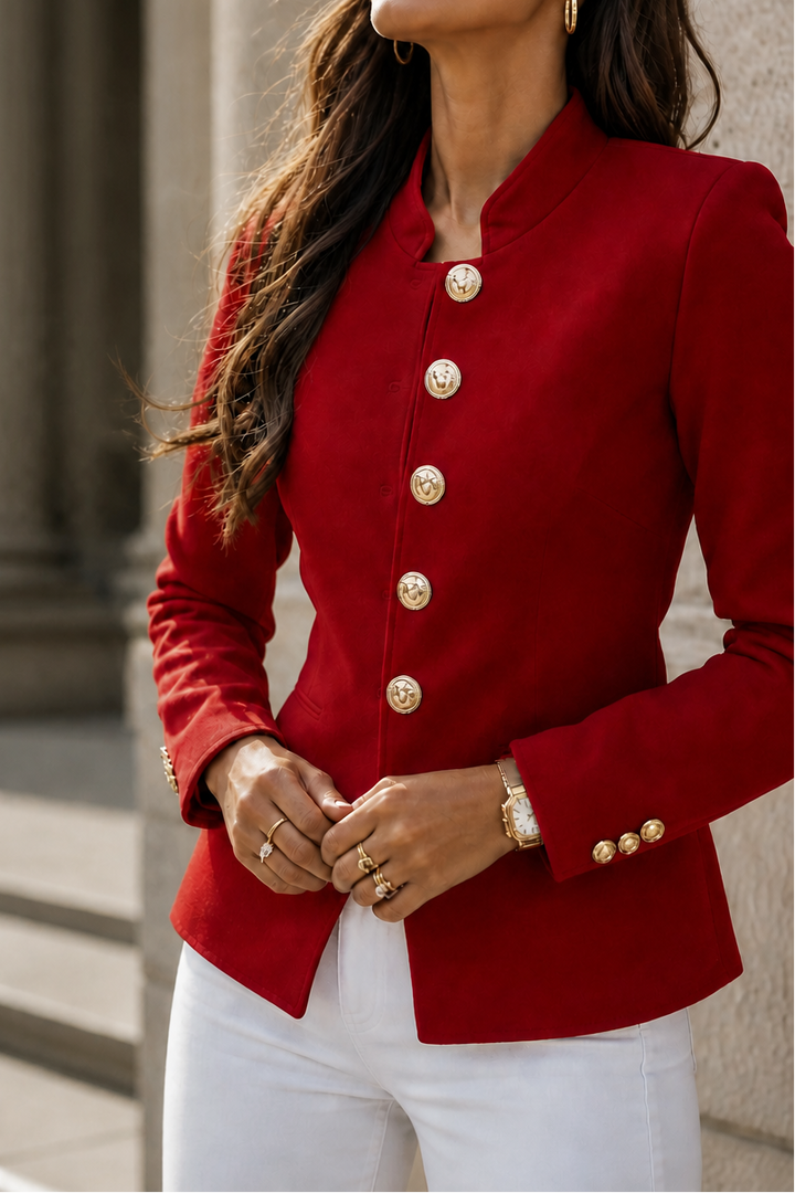 Wearbella – Gold Button Tailored Military Blazer