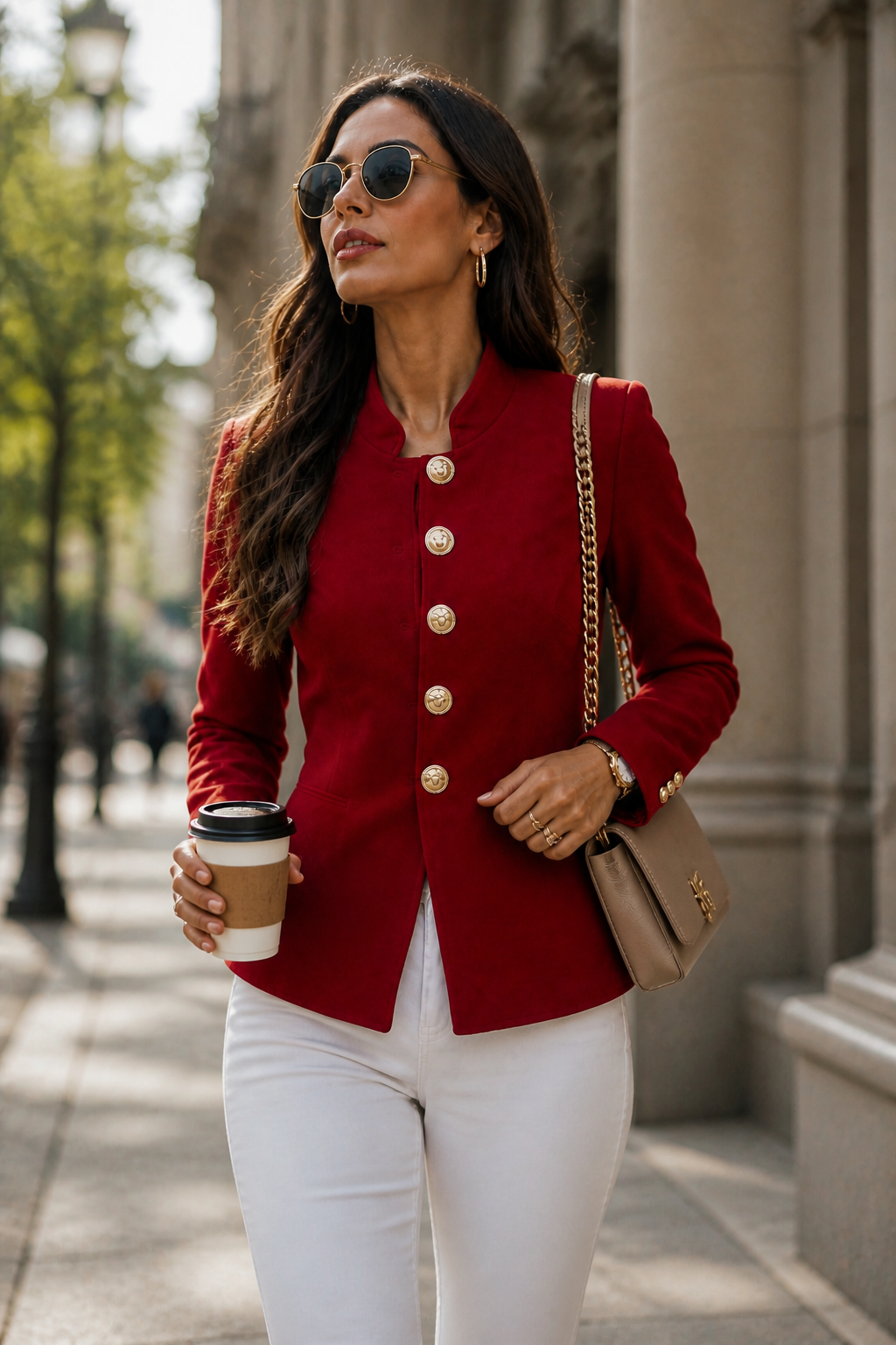 Wearbella – Gold Button Tailored Military Blazer