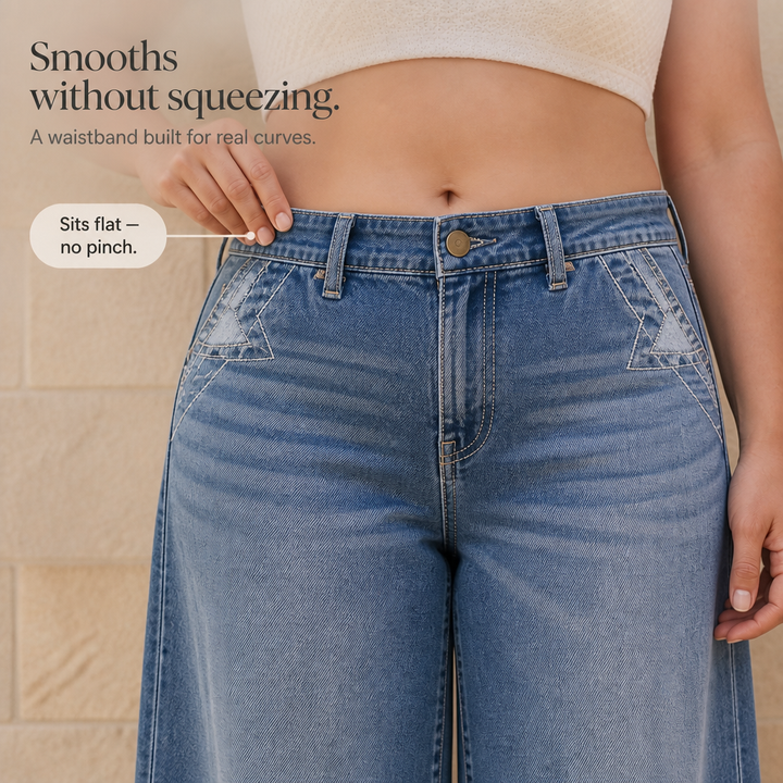 Wearbella – High Waisted Wide Leg Vintage Wash Jeans