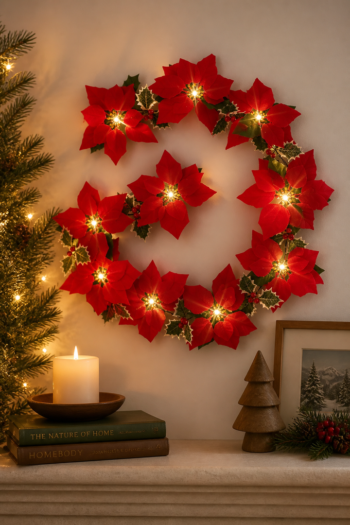 Hollyvia – Poinsettia LED Light-Up Garland
