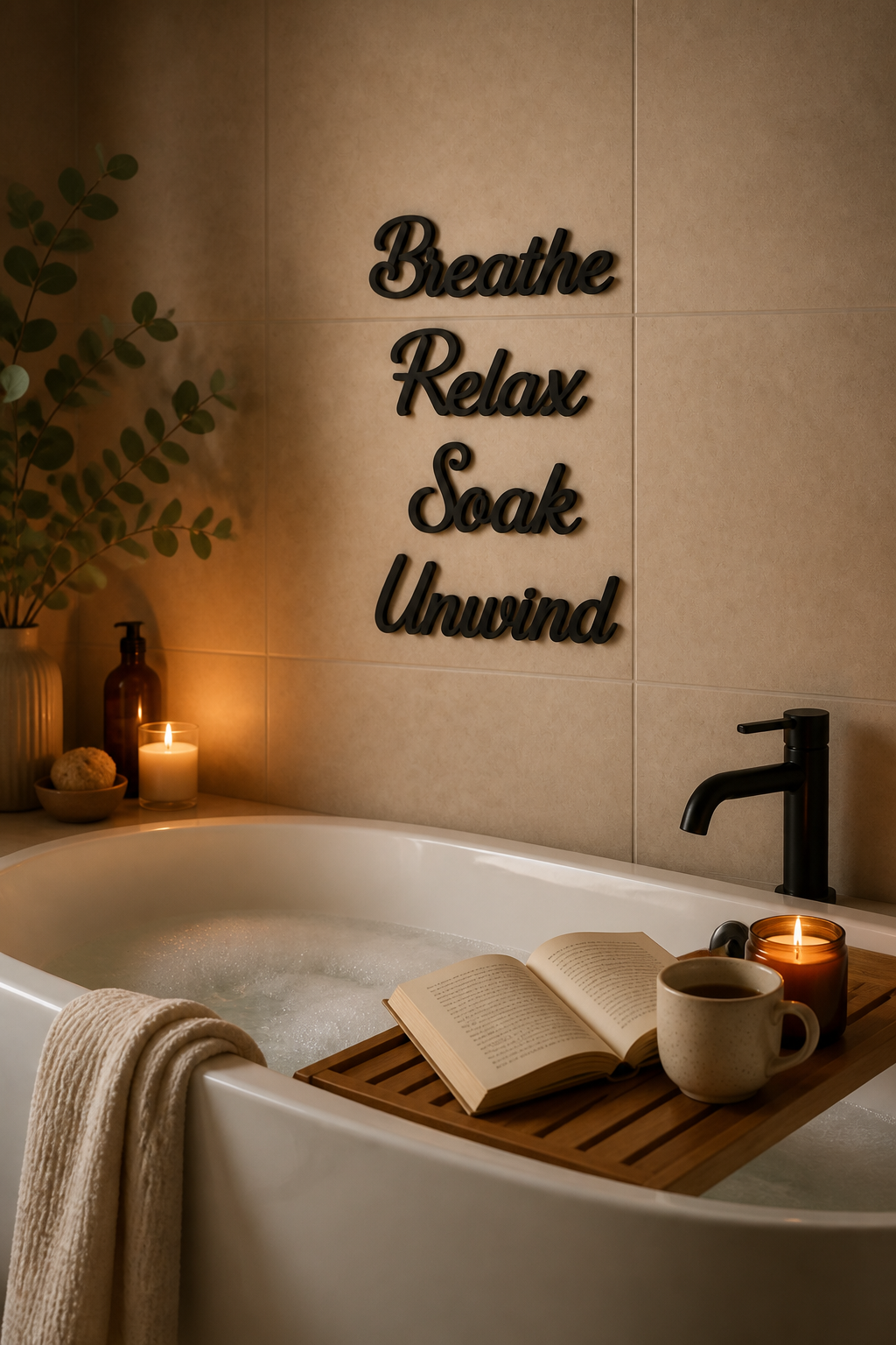 Millhouse Woodcraft – Layered Wood Cutout Bathroom Wall Sign Set