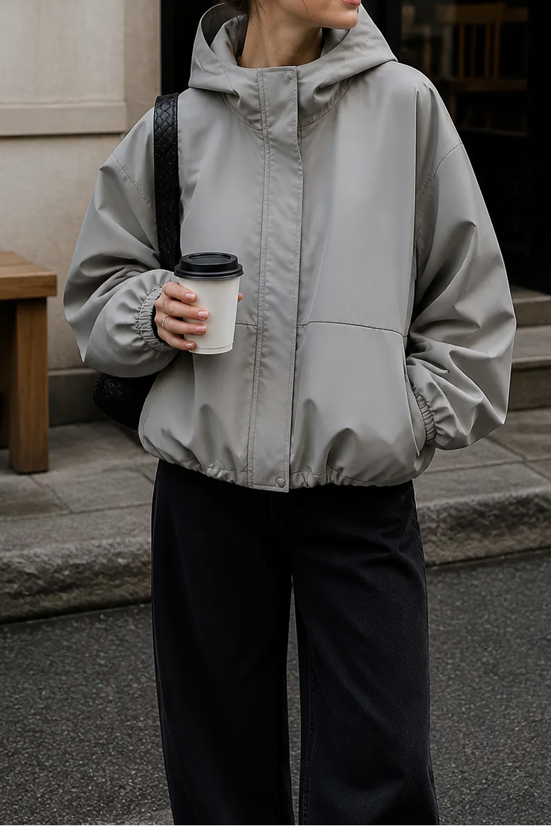 Veluna – Sculpted Balloon-Hem Lightweight Windbreaker