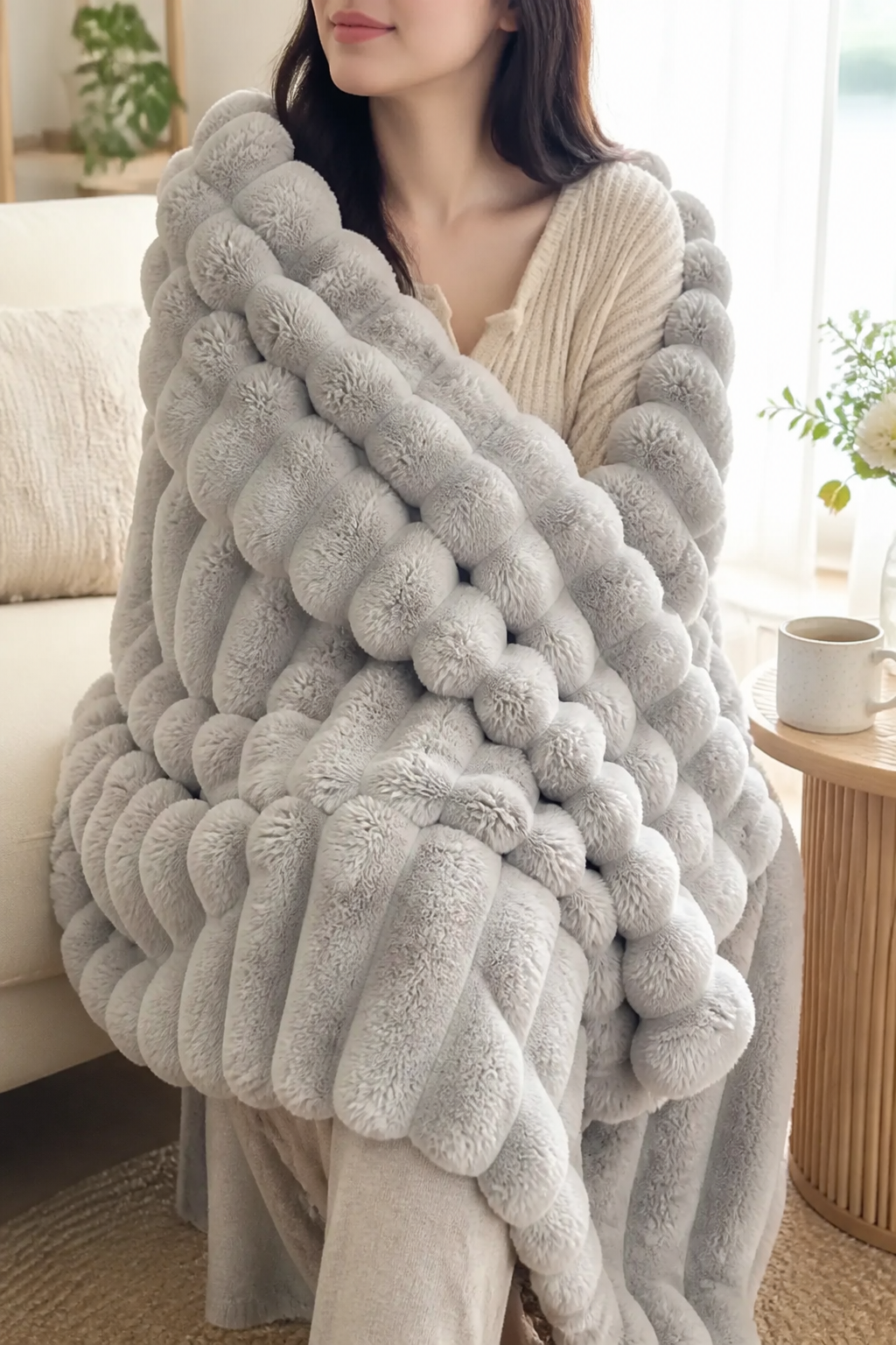 Plushwick – Two-Tone Reversible Rabbit Plush Blanket
