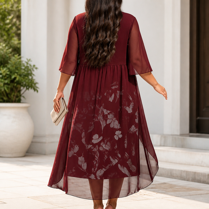 Wearbella – Fake Two-Piece Asymmetrical Hem Chiffon Dress