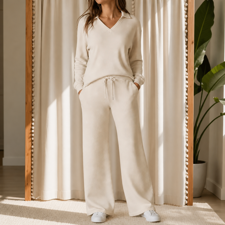 Marlowe – Polo Collar Wide-Leg Lounge Set