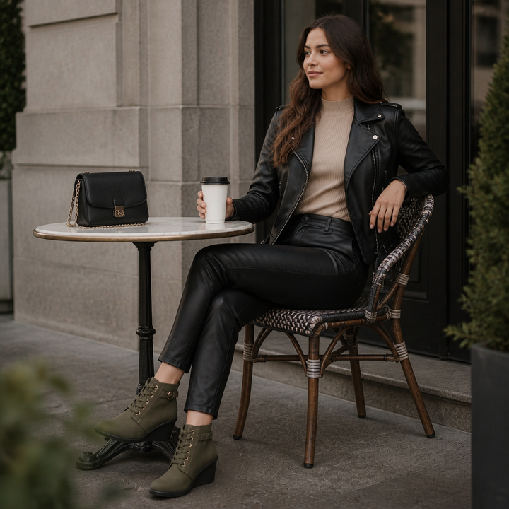 Stepeasy – Water-Repellent Side-Zip Wedge Ankle Boots
