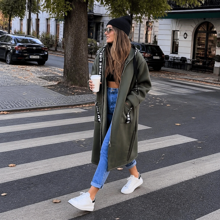 Wrapelle – Extra-Long Hooded Zip Jacket