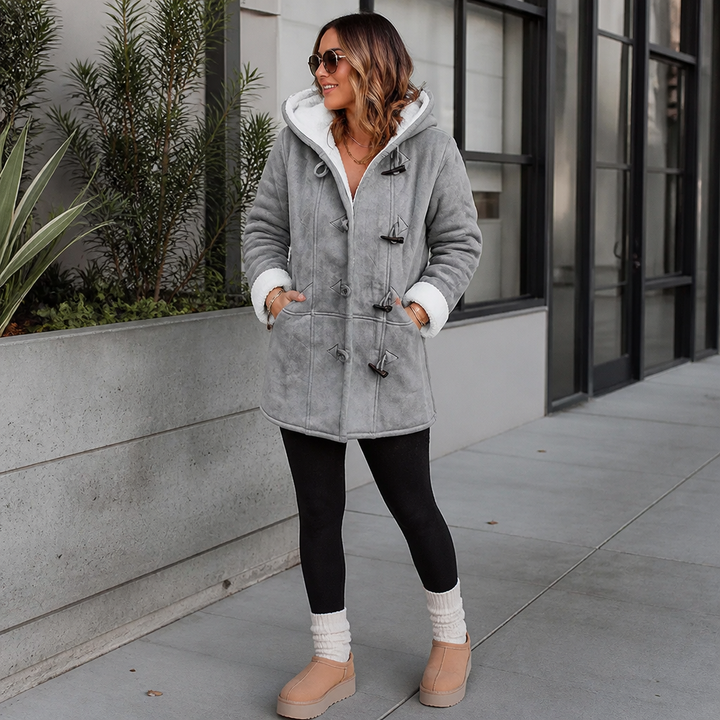 Plushbelle – Faux Shearling Hooded Winter Coat