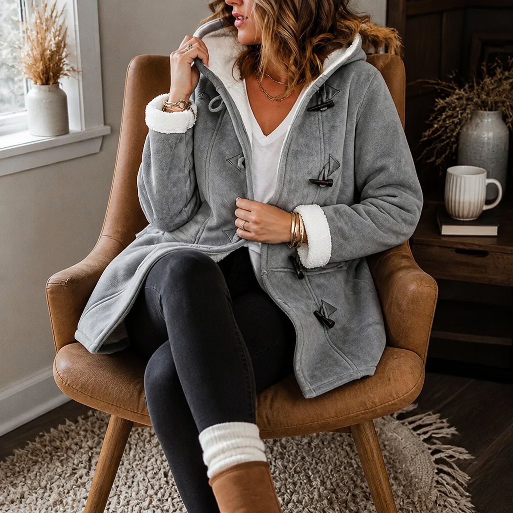 Plushbelle – Faux Shearling Hooded Winter Coat