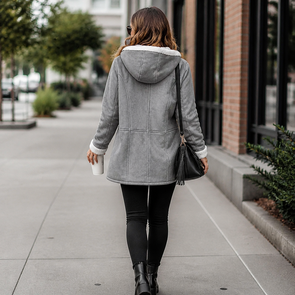 Plushbelle – Faux Shearling Hooded Winter Coat