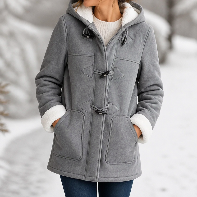 Plushbelle – Faux Shearling Hooded Winter Coat
