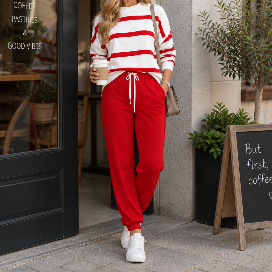 Effortlyn – Striped Two-Piece Jogger Set