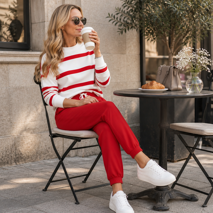 Effortlyn – Striped Two-Piece Jogger Set