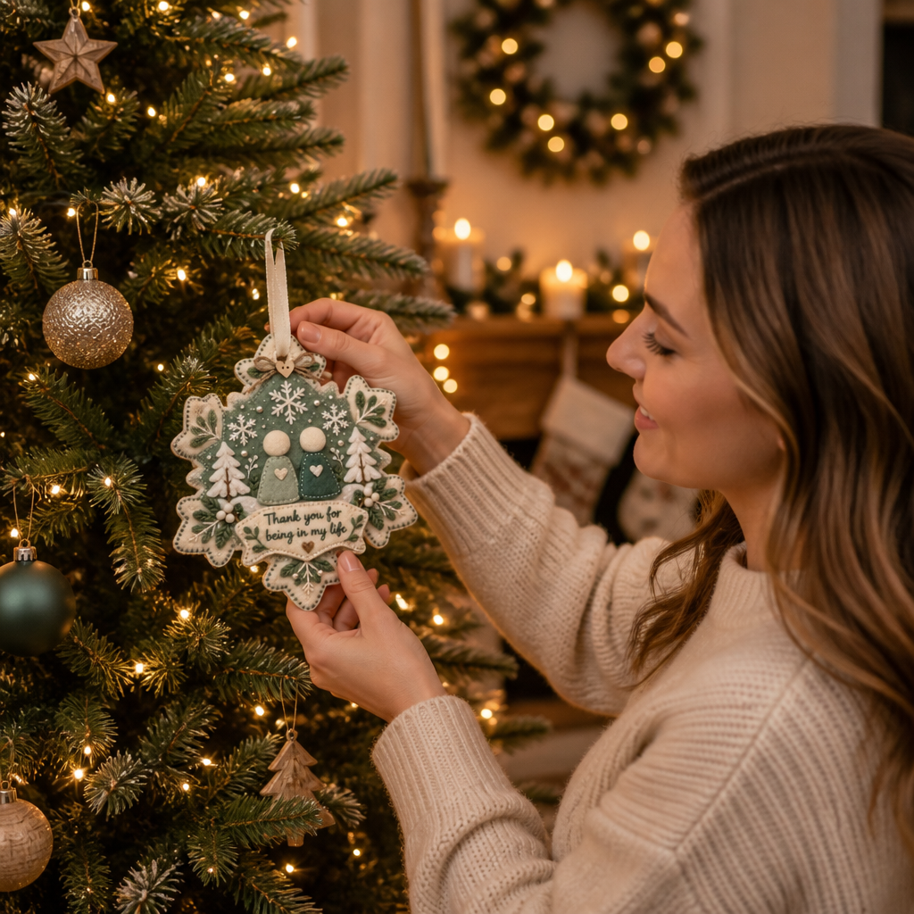 Heartfelt – Layered Felt "Thank You" Keepsake Ornament