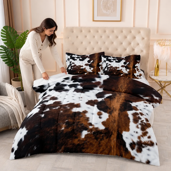 Ranchero Hide – Cow Print Quilted Duvet Cover Set