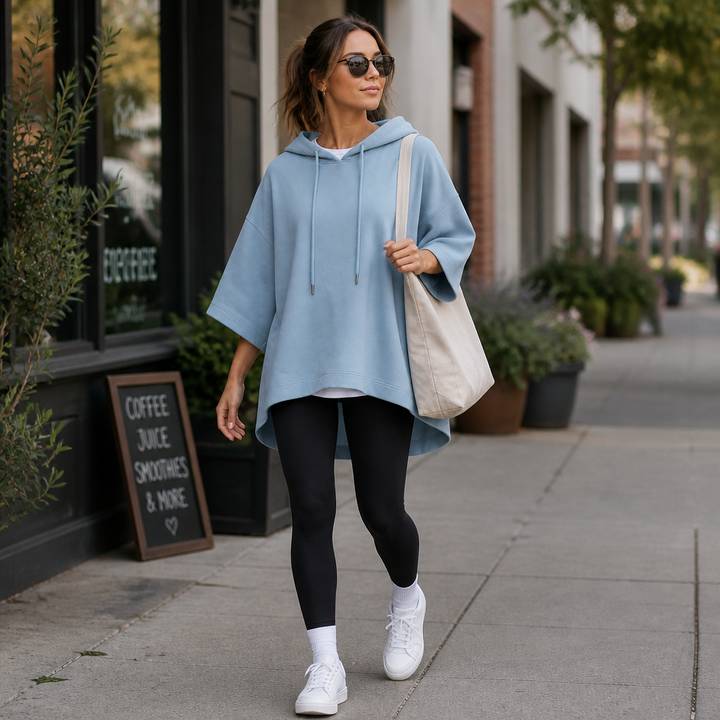 Wearlyn – Oversized Half-Sleeve Hooded Poncho Sweatshirt