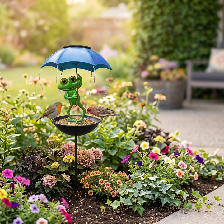 Magic Frog™ – Solar Garden Lamp with Bird Feeder