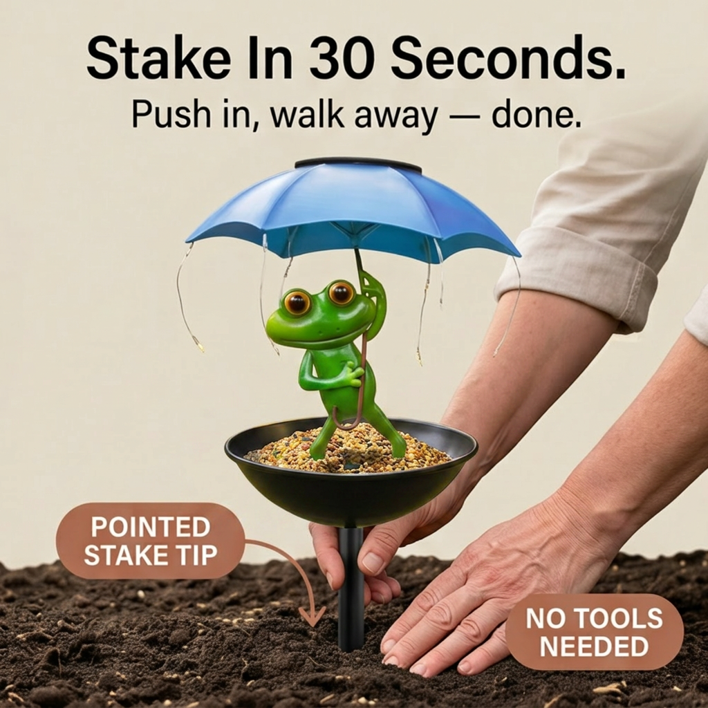 Magic Frog™ – Solar Garden Lamp with Bird Feeder