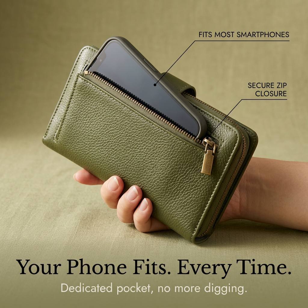 Veluna™ Long Wallet with Phone Pocket and Wrist Strap