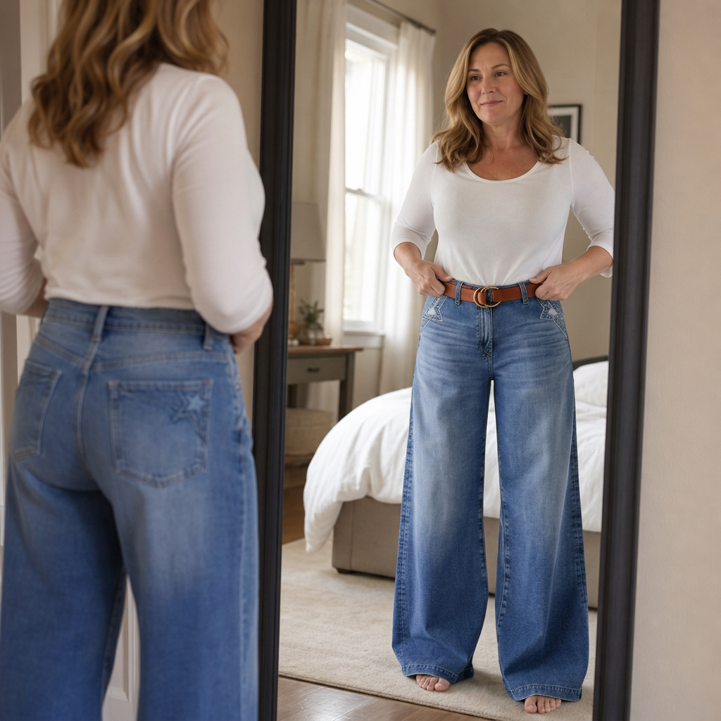 Wearbella – High Waisted Wide Leg Vintage Wash Jeans