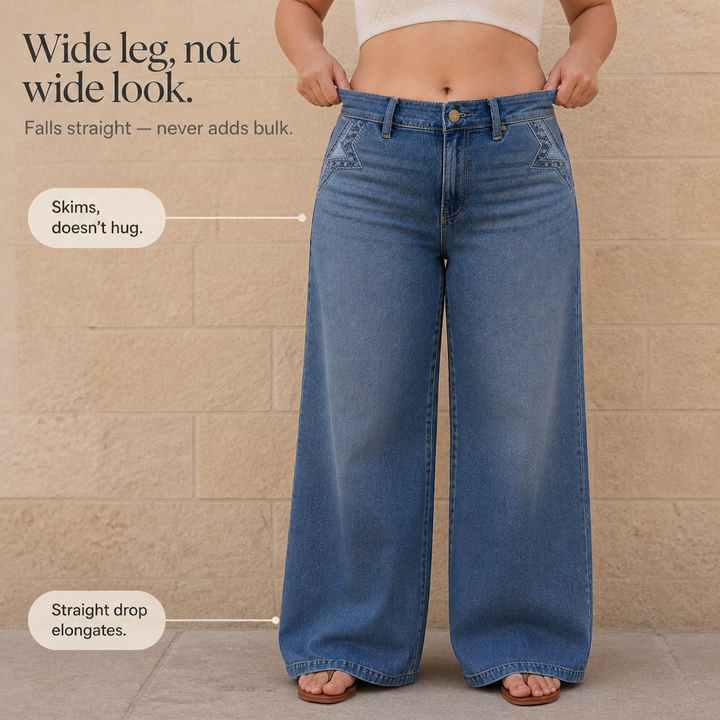 Wearbella – High Waisted Wide Leg Vintage Wash Jeans