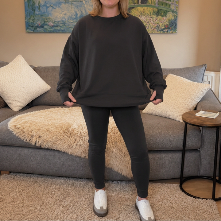 Cozelle – Thumbhole Sleeve Side-Slit Loungewear Set
