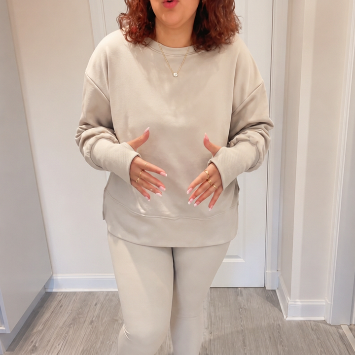 Cozelle – Thumbhole Sleeve Side-Slit Loungewear Set