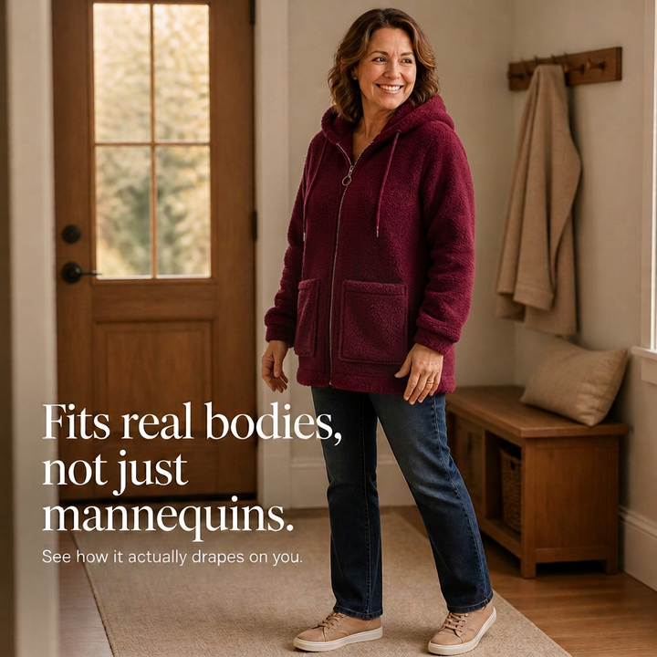 Cozamora – Oversized Sherpa Fleece Zip-Up Hoodie