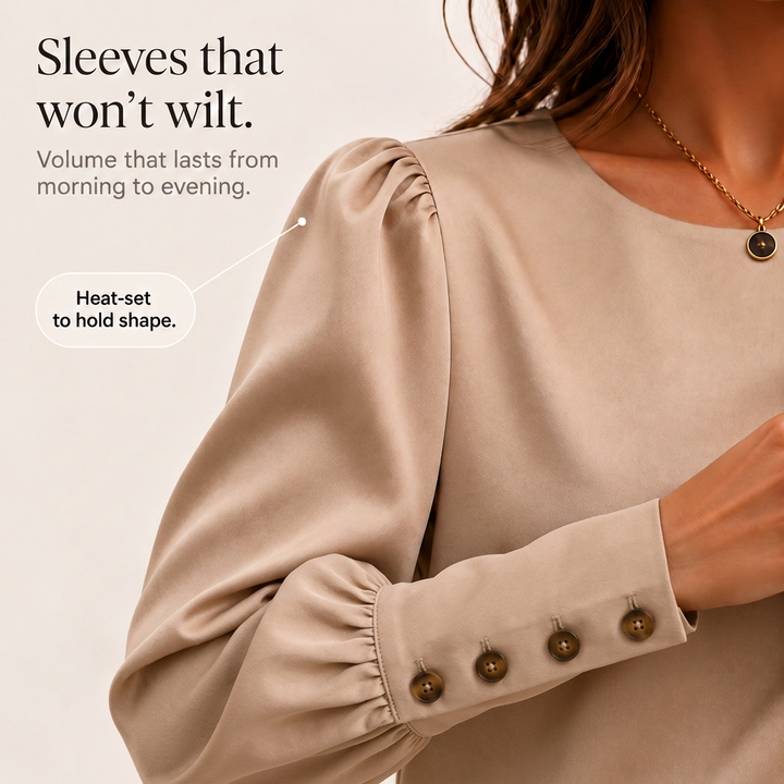 Vellara – Puff Sleeve Satin Blouse