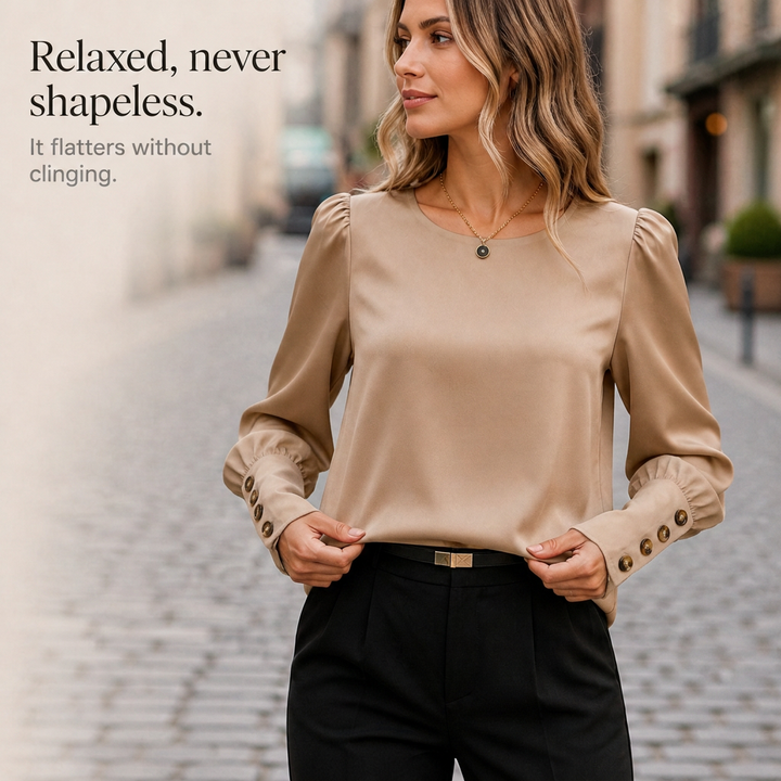 Vellara – Puff Sleeve Satin Blouse
