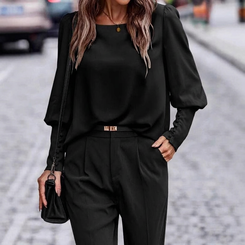 Vellara – Puff Sleeve Satin Blouse