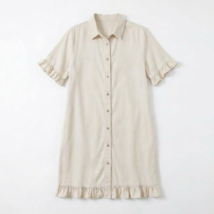Aveline™ - Soft Shirt Dress with Ruffle Hem