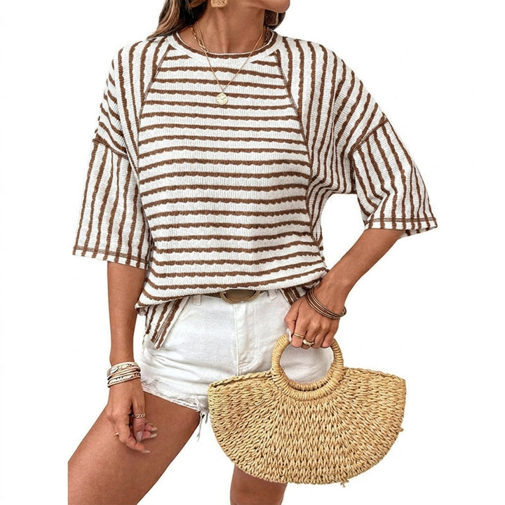 Elara™ – Textured Stripe Relaxed Tee
