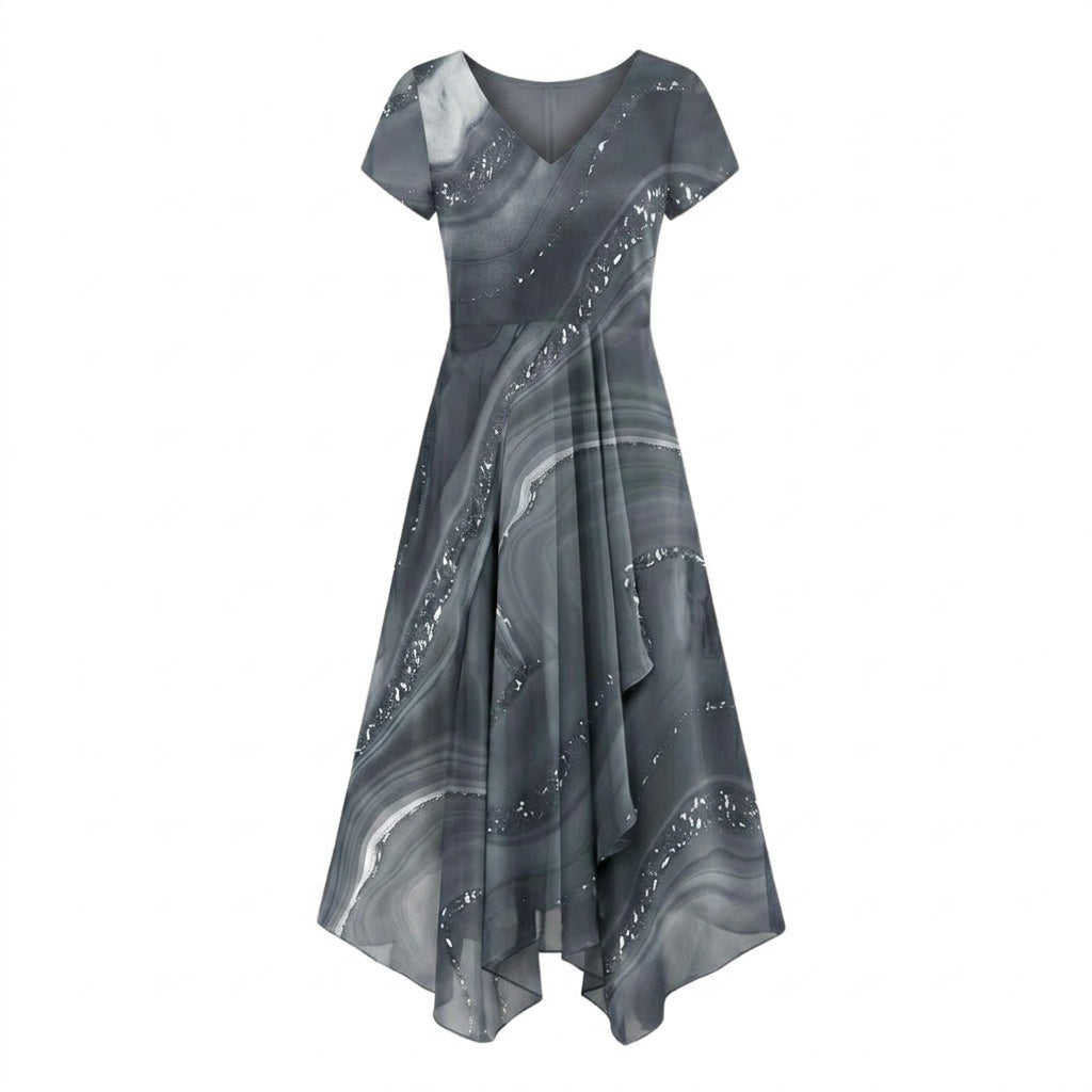 Osyla™ - Flowing Marbled Midi Dress for Special Occasions