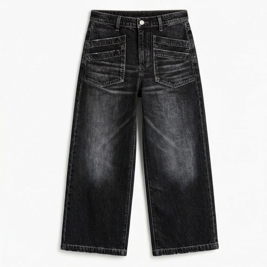Vellora™ – Patch-Pocket Wide-Leg Jeans