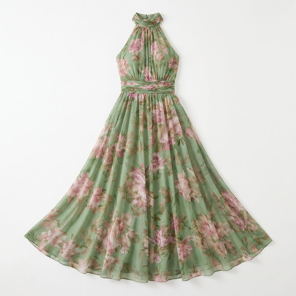 Rosalie โ Women's Flowy Sage Floral Summer Maxi โ Lark & Clover