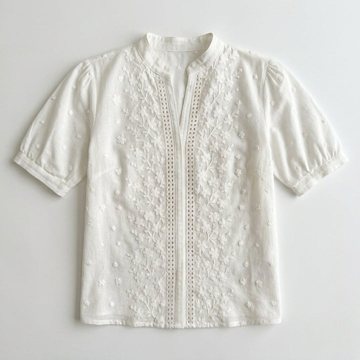 Lunelle™ - Embroidered White Blouse for Everyday Elegance