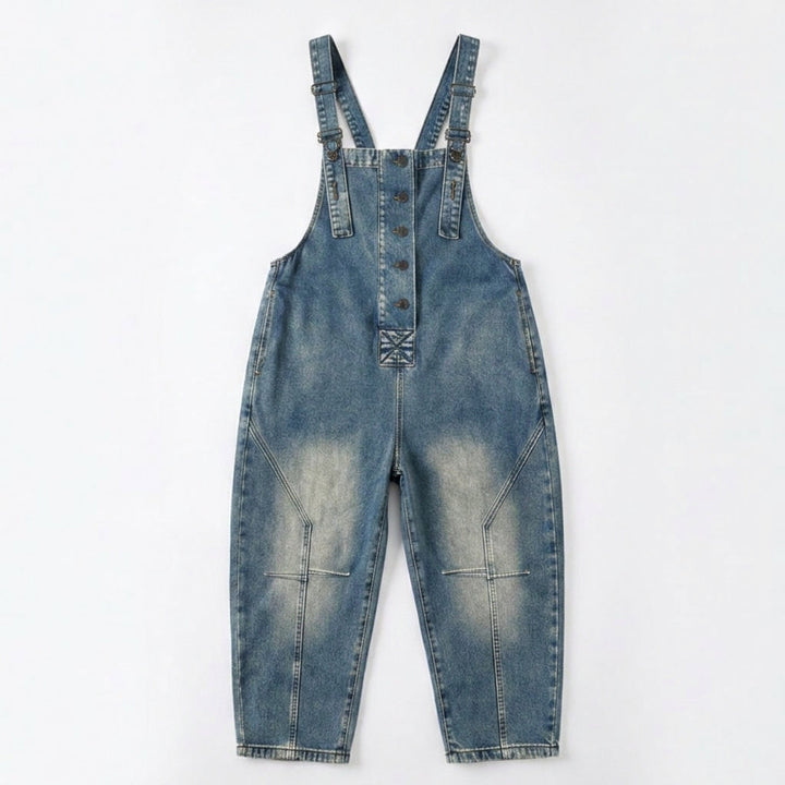 Curvella™ – Button-Front Tapered Denim Overalls
