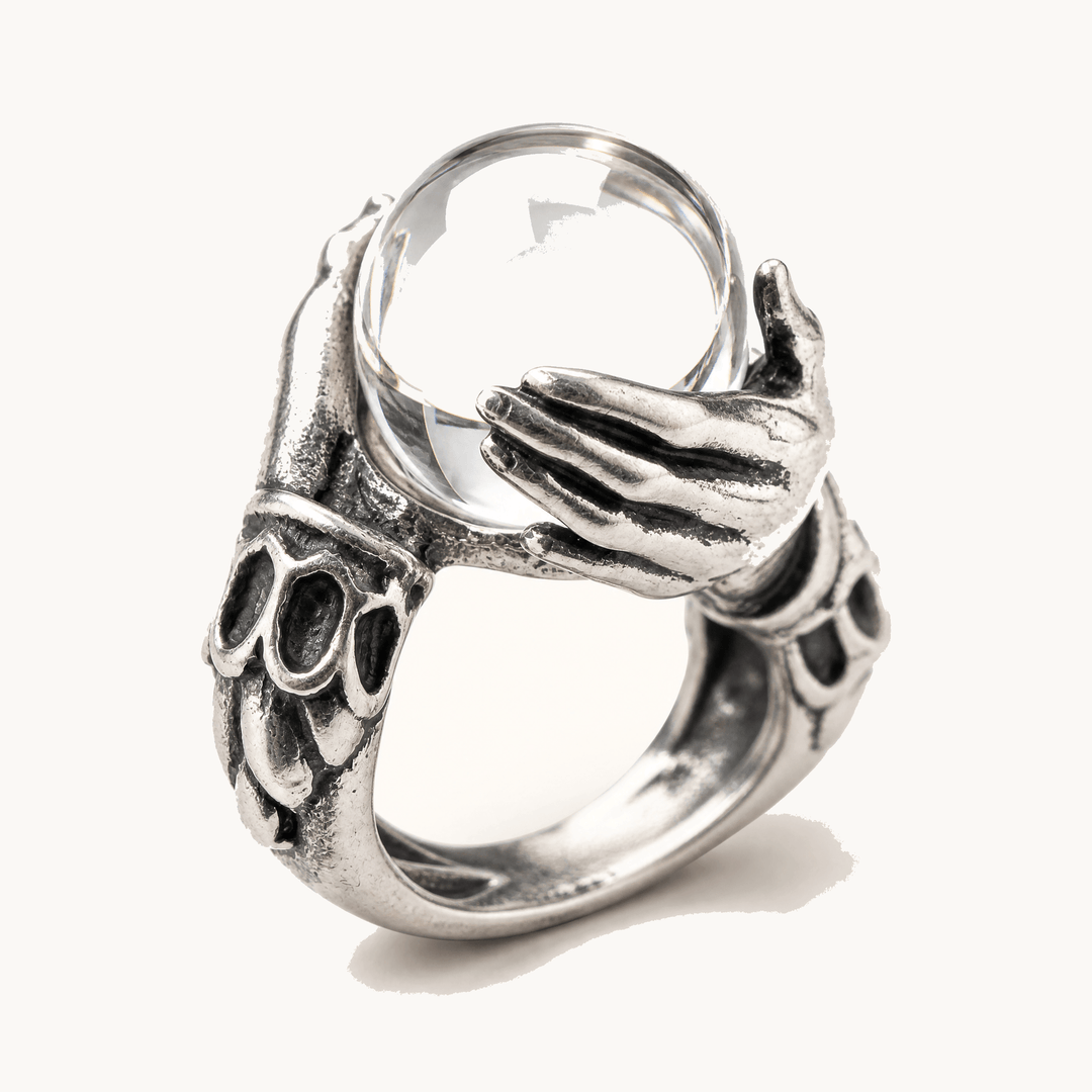 Orbivra™ — Gothic Crystal Ball Statement Ring