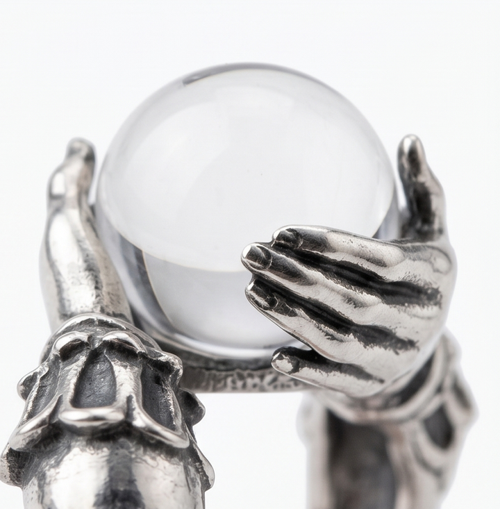 Orbivra™ — Gothic Crystal Ball Statement Ring
