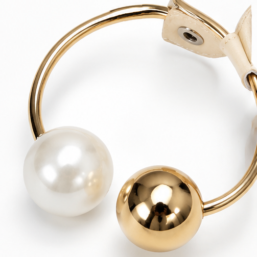 Lunabow™ Bow Flat Sandals with Pearl Ankle Cuff