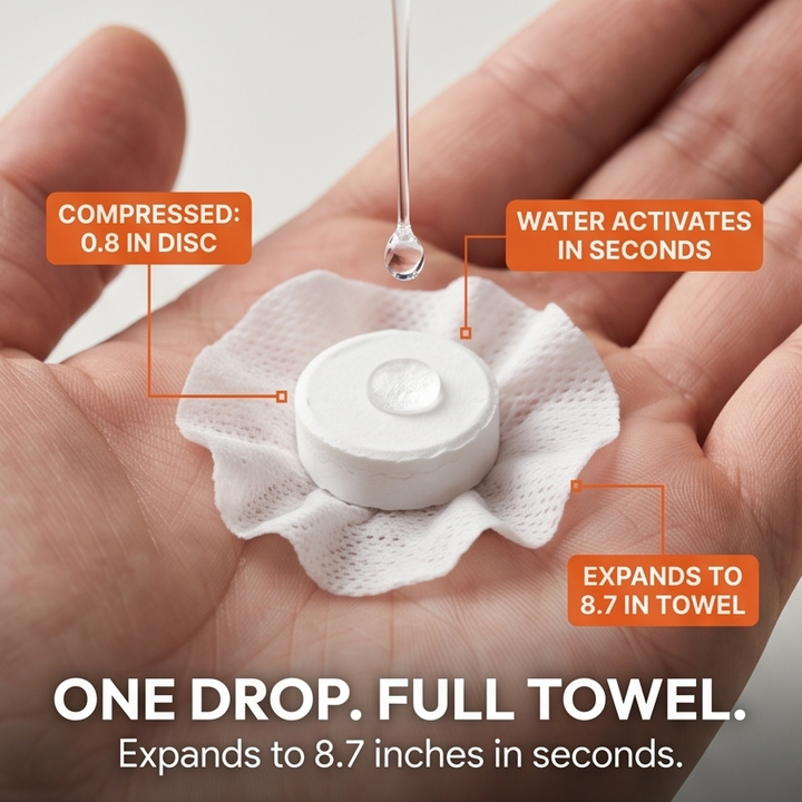 Pocketex™ Compressed Cotton Towel Tablets