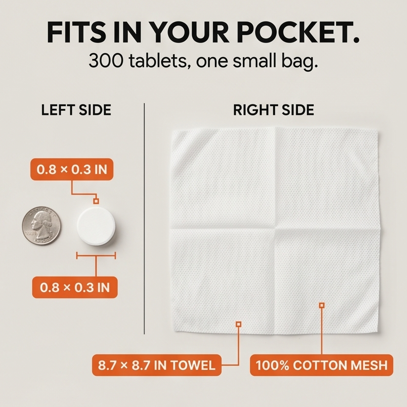 Pocketex™ Compressed Cotton Towel Tablets