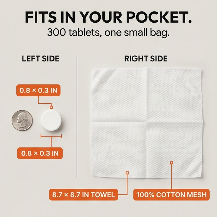 Pocketex™ Compressed Cotton Towel Tablets