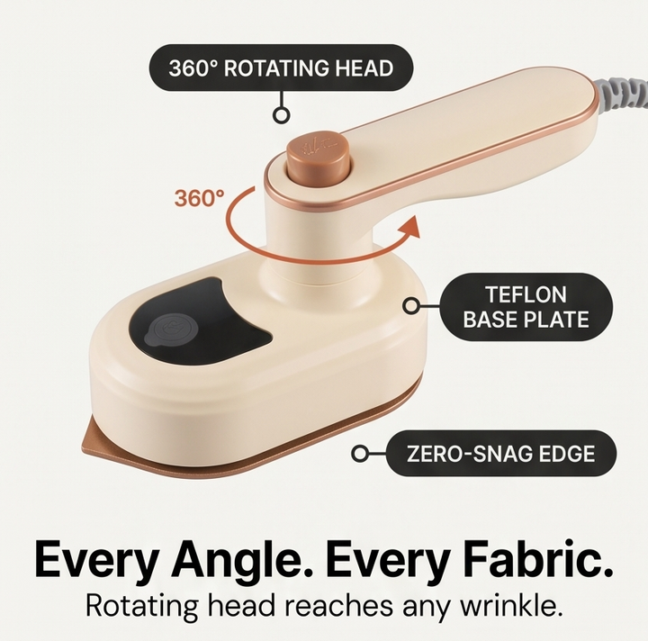 Steamly™ Portable Rotating Steam Iron for Travel