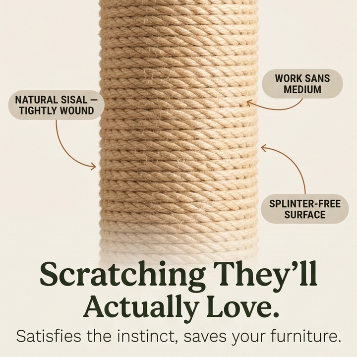 Purrch™ – 3-in-1 Sisal Scratching Post with Ball Track and Feather Wand