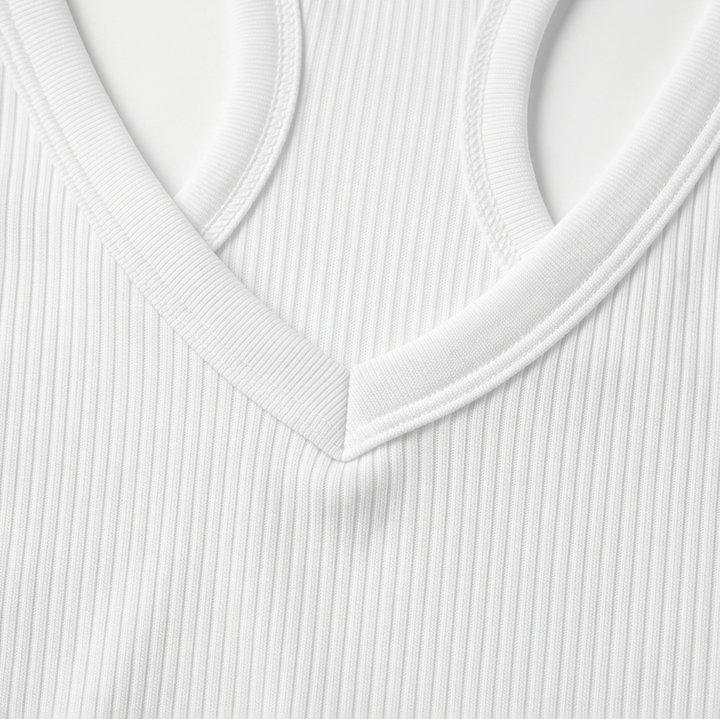 Lunella™ Ribbed V-Neck Tank with Built-In Bra
