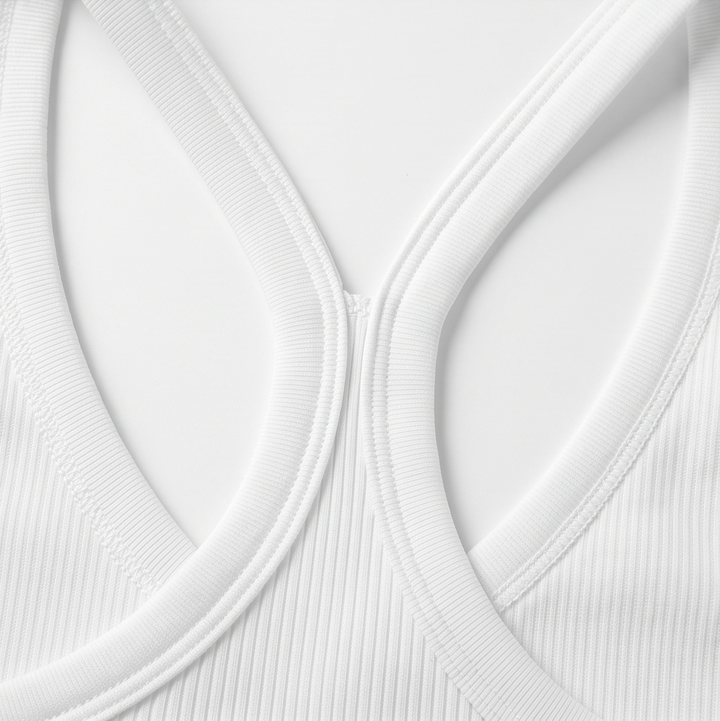 Lunella™ Ribbed V-Neck Tank with Built-In Bra