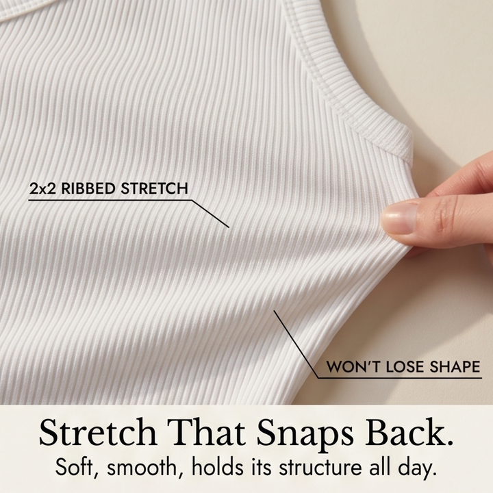Lunella™ Ribbed V-Neck Tank with Built-In Bra