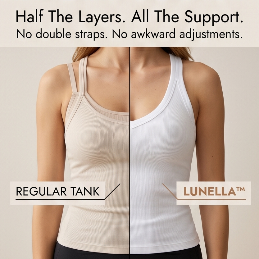 Lunella™ Ribbed V-Neck Tank with Built-In Bra